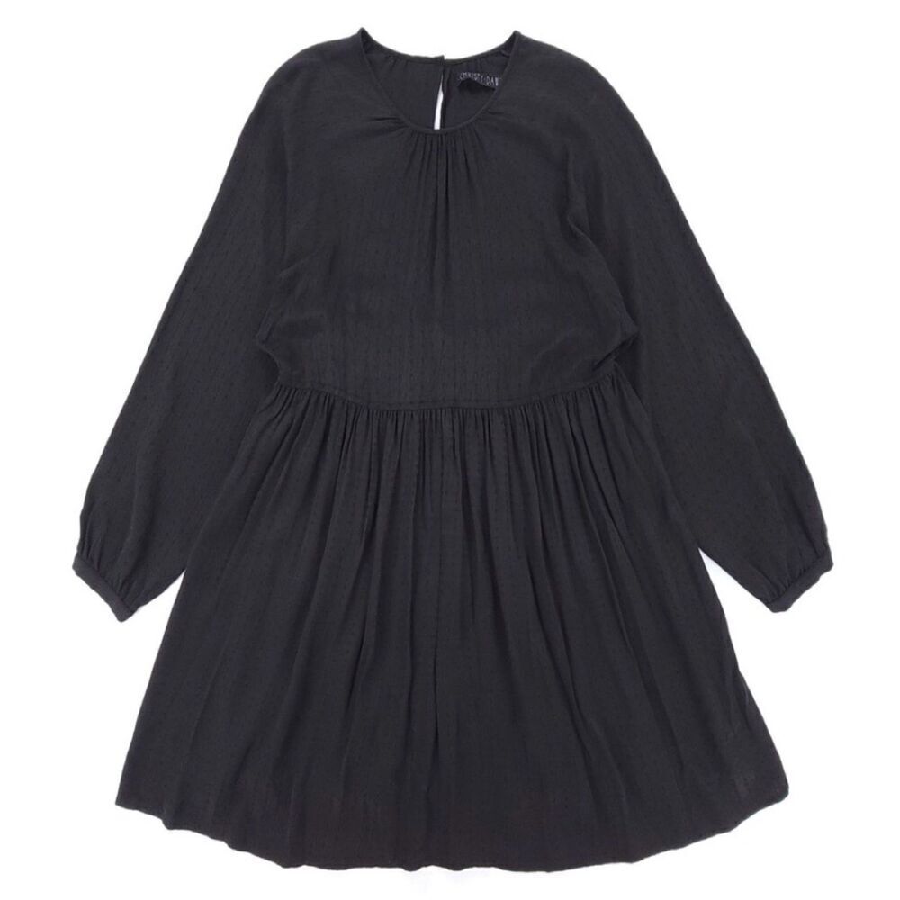 NEW Christy Dawn Hudson Long Sleeve Dress Slub Swiss Dot Black Cottagecore Boho